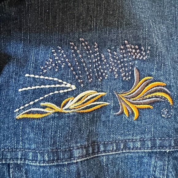 Crystal Fashions Women's Blue Denim Vest Size 14 Jean Embroidered Vtg Y2K Retro - Picture 5 of 14